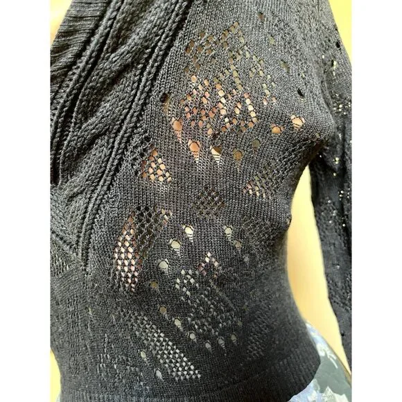 Free People RARE NWT Blue Ethic Rose Crochet Knit Tiered Floral Maxi Dress Bohem - Picture 9 of 13